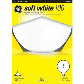 GE 100 Watt Medium Base White Globe Light Bulb   #90832