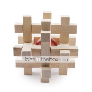 USD $ 3.79   Square Wooden Pull Apart IQ Puzzle with A Red Ball Inside