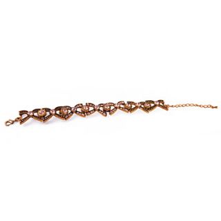 EUR € 7.81   Rose color oro bowknot plateado Shape Crystal Bracelet