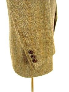 Vintage Mens Brown Herringbone Tweed Jacket Blazer Sport Coat Wool