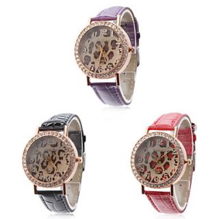 EUR € 4.41   Kvinder Leopard Design PU Analog Quartz Wrist Watch