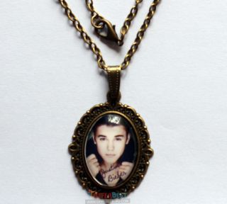 New Justin Bieber Image Charm Epoxy Necklace Bag  DXJ