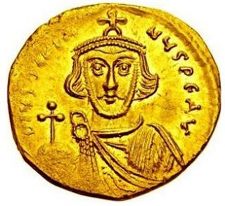 Justinian II AV Gold Solidus Byzantine Coin NEF Scarce