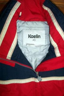 Kaelin Vintage Look Ski Coat Jacket 12 Belted Waist Floral Design Red