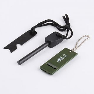 USD $ 7.79   green 180G Survival Tools Flint, Whistle, Ruler with Key