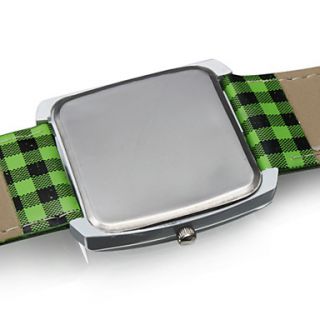 USD $ 7.29   Lattice PU Band Quartz Wrist Watch(Green),