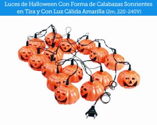 Luces de Halloween de Calabazas Sonrientes, en tira y de Luz Cálida