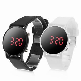 USD $ 7.59   Pair of Sports Style Red LED Jelly Wrist Watches   Black