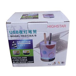 USD $ 8.99   4 Port USB Hub Pen Holder with LED Light (CEG214),