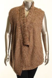 Karen Scott New Brown Marled Open Front Pull on Casual Sweater Vest