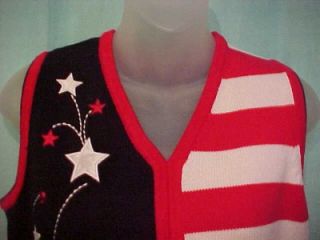 Karen Scott Star Firework American Flag Sweater Vest S