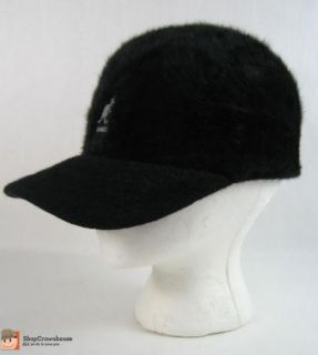 KANGOL Blue Furgora Stretch Spacecap Brimmed Cap Hat Black Fur Size s