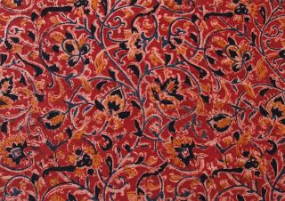 Kalamkari Hand Block Print Cotton Fabric 2½ Yards