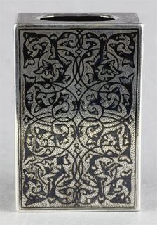 Imperial Faberge Russian Silver Match Box Cover with Niello Designs