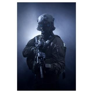 Special operations forces soldier equipped with ni Poster