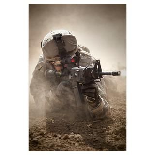 Army Ranger in Afghanistan combat scene Poster