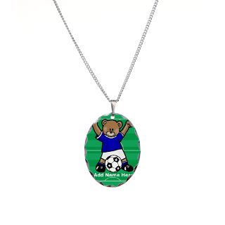 Bear Gifts  Bear Jewelry  Personalized kids soccer bear Necklace