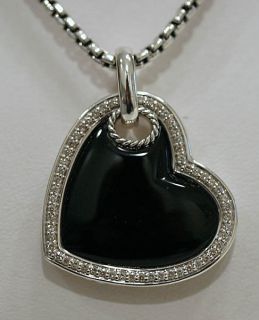 David Yurman Black Onyx Heart Tag Diamond Necklace $1350