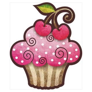 Wall Art  Posters  Cherry Berry Cupcake Poster