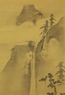 Japanese Hanging Scrolls  KANO MINENOBU Sansui Landscape Painting @