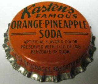 Kastens Orange Pineapple Soda Cork Crown Bottle Cap