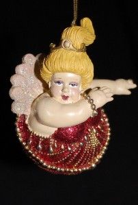 Katherines Collection Red Chubby Mermaid Ornament Christmas Retired