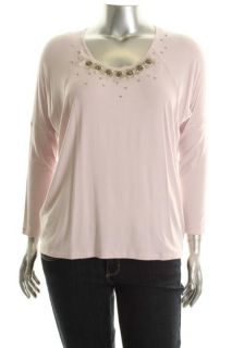 Karen Kane New Pink Dolman Sleeve Embellished Shirt Knit Top Plus 2X