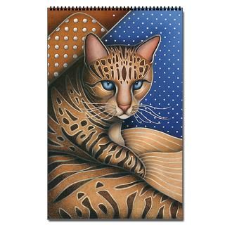 Cat Home Office  17x11 2009 Wall Calendar #2 with 13 Cat Paintings