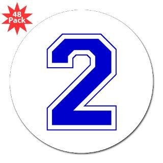 Varsity Font Number 2 Blue 3 Lapel Sticker (48 pk