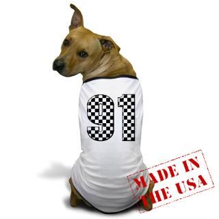 91 Gifts  91 Pet Apparel  Checkered Number 91 Dog T Shirt