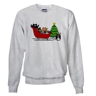 Kitty Cat, Sleigh Christmas Tree   Sweatshirt