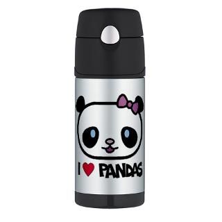 love pandas pink thermos bottle 12 oz