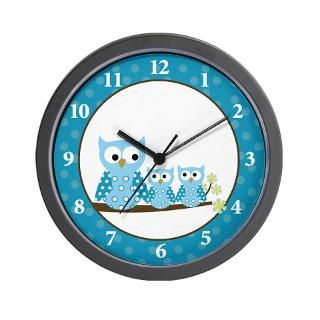 Blue Hoot Owls Wall Clock for $18.00
