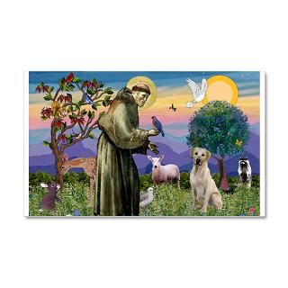 Dog Art Gifts  Dog Art Wall Decals  St Francis/Yellow Lab 22x14