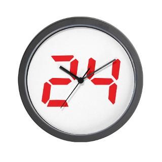 24 twenty four red alarm cloc Wall Clock for $18.00
