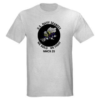 NMCB 25 US Navy Seabees Ash Grey T Shirt