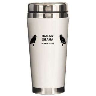 Gifts  2012 Drinkware  Cats for Obama   28 More Years Travel Mug