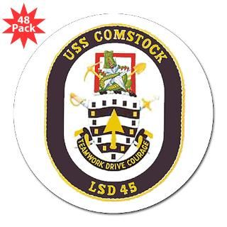 USS Comstock LSD 45 3 Lapel Sticker (48 pk) for