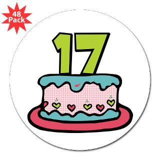 17th Birthday Cake 3 Lapel Sticker (48 pk)