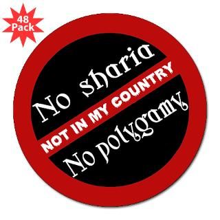 NO SHARIA NO POLYGAMY 3 Lapel Sticker (48 pk for