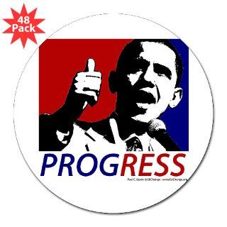 Obama = Progress 3 Lapel Sticker (48 pk)