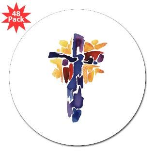  Watercolor Cross 3 Lapel Sticker (48 pk