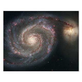 Whirlpool Galaxy M51 & Companion Poster  Hubble Deep Space Images