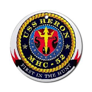 USS Heron MHC 52 Navy Ship Ornament (Round) for $12.50