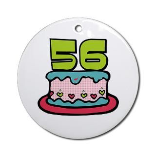 56 Gifts  56 Seasonal  56th Birthday Cake Ornament (Round)