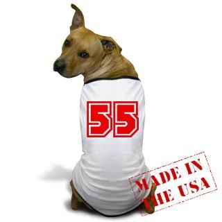 55 Gifts  55 Pet Apparel  Varsity Uniform Number 55 (Red) Dog T