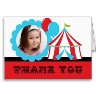Custom Photo Circus Birthday Thank You Note Card