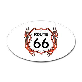 Route 66   Flames Rectangle Sticker