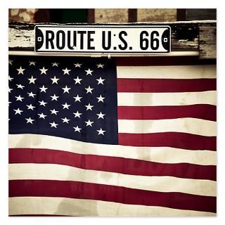 flag and route 66 sign   5.25 x 5.25 Flat Cards for $1.50