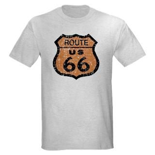 Retro Route 66 Road Sign Ash Grey T Shirt T Shirt by scarebaby